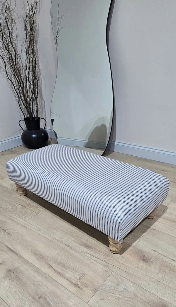 ISTOOLS Blue Stripe footstool non storage