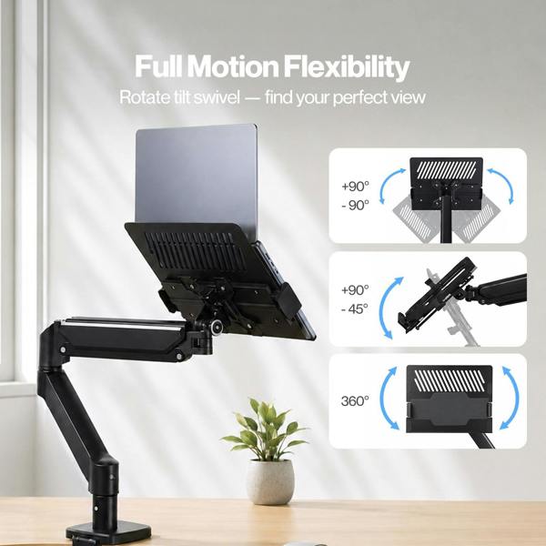 Levede Single Monitor Arm Tray Laptop Stand Adjustable Gas Desk Mount Black