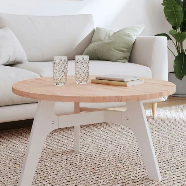Berkfield Table Top �â�_80x2.5 cm Round Solid Wood Beech