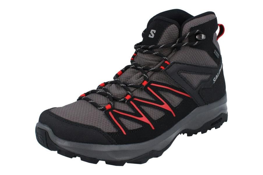 Salomon Daintree Mid Gtx Mens Walking Boots 475366 Hiking  475366 - Magnet Black High Risk Red 475366 - Photo 0