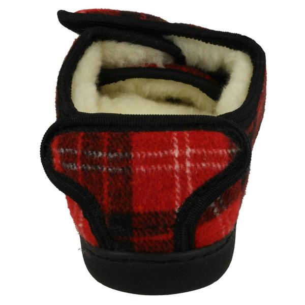 Spot On Ladies Spot On Wide Fitting Tartan Slippers