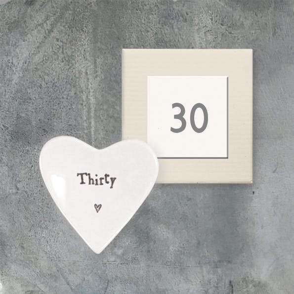 30th Birthday Porcelain Heart Trinket Dish – Thirty