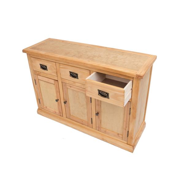 Cabinet Bits Lucca Waxed 3 Drawer 3 Door Sideboard Brass Drop Handle