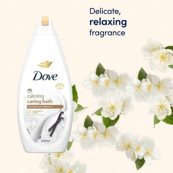 Dove Caring Bath Calming Bath Soak 720 ml With Shea Butter & Vanilla,12 Pack