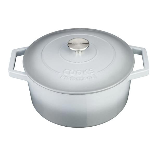 Cooks Professional 26cm Cast Iron Casserole | Grey