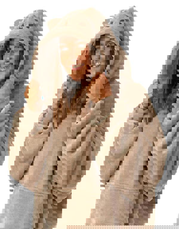 Pusheen Womens Brown Character Face Blanket Hoodie (One Size)