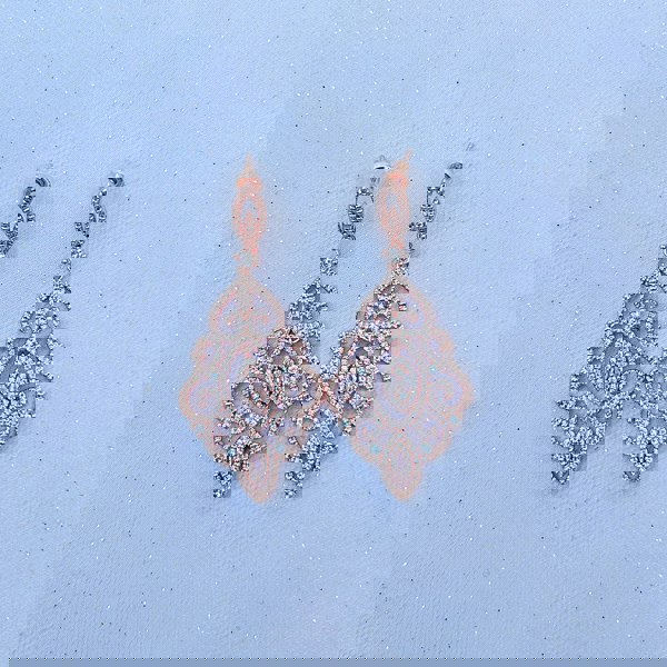 Statement Earrings Long Drop Earrings with Crystal rose gold