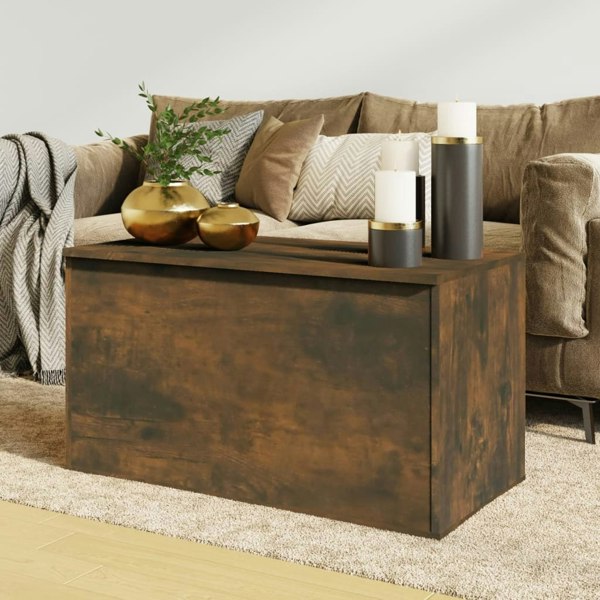 Berkfield Storage Chest Smoked Oak 84x42x46 cm Engineered Wood