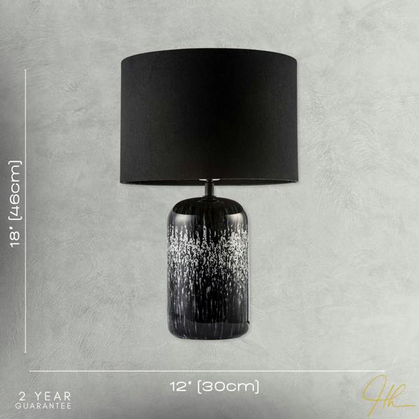 Modern Black and White Marble Drip Snowflake Glass Lamp with Shade Image 7