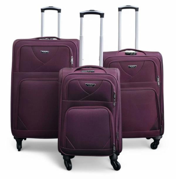 Infinity Luggage Soft Shell Lightweight Nylon Suitcase Set 4 Wheel Travel Case Holiday Bags