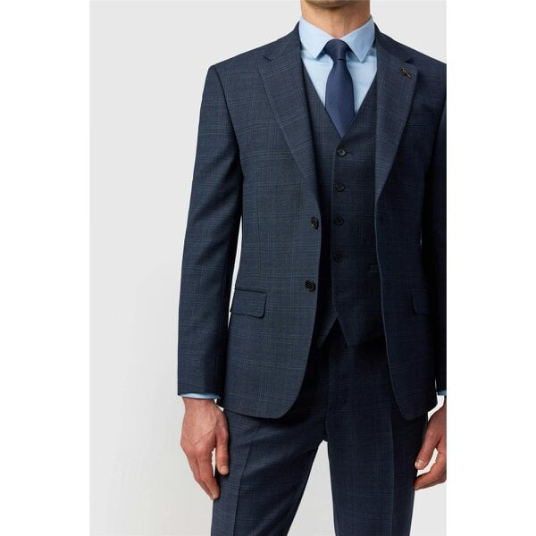 Ted Baker Slim Fit Navy Hopsack Check Jacket