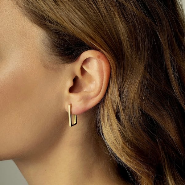 Gold Trip Rectangle Hoop Earrings