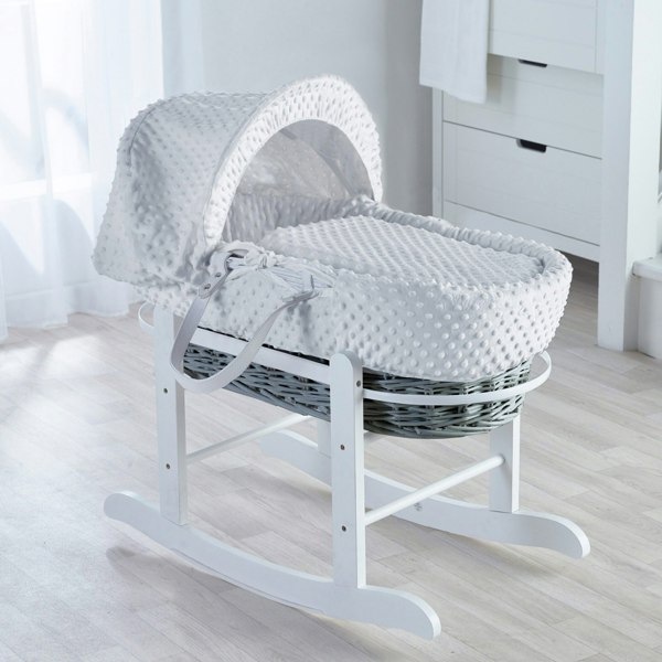 Kinder Valley White Dimple Grey Wicker Moses Basket