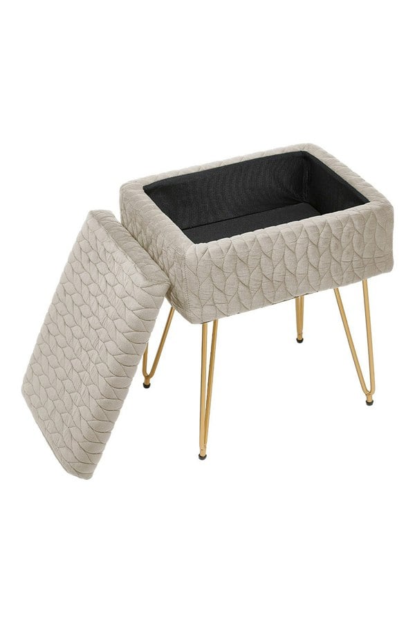 Living and Home Rectangle Upholstered Storage Ottoman Vanity Stool