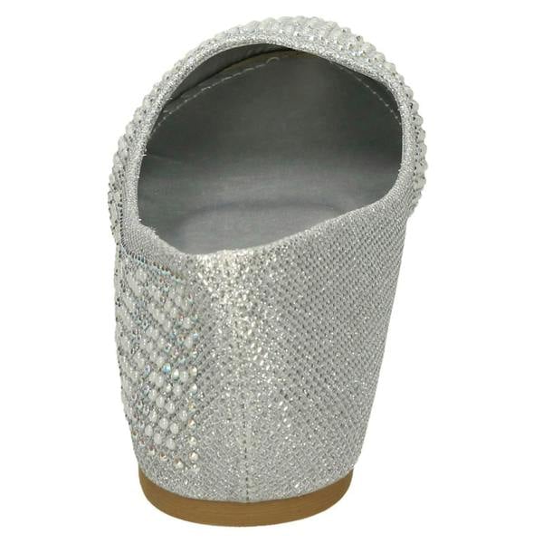 Spot On Ladies Spot On Diamante Bead Ballerinas F80385