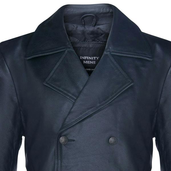 Infinity Leather Mens Cowhide Leather Peacoat-Cordoba