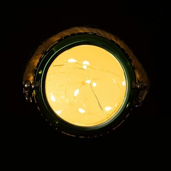2cm Christmas Decorated Jar Table Baubles Design Green Lantern with Warm White LED Lights image 9