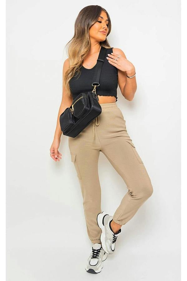 Frankie Cargo Pocket Trouser With Drawstring - Stone