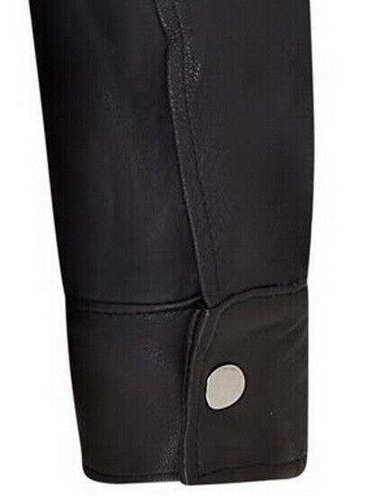 Infinity Leather Mens Black Leather Trucker Western Unlined Shirt Jacket - Abilene