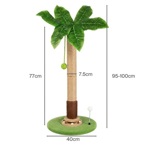 Skylos Cat Scratching Post Palm Tree Cat Scratcher With Brush Toy Indoor Green