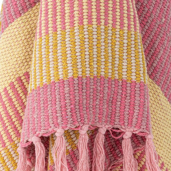 Love Frankie Textured Recycled Cotton Throw Blanket in Rose & Lemon