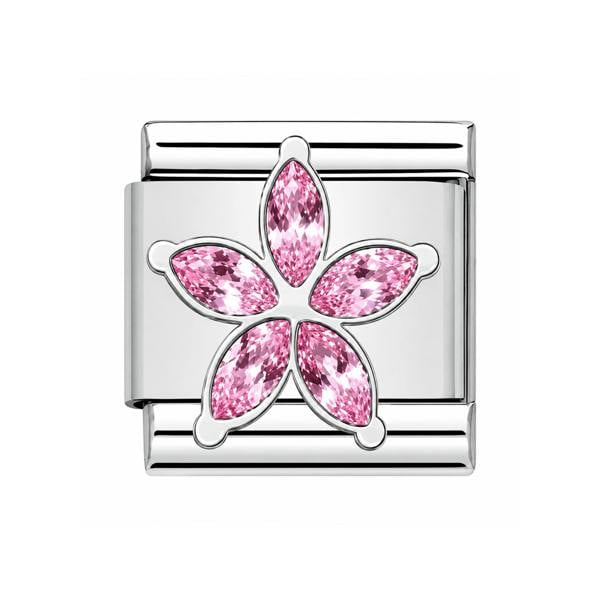 Serafina Pink Crystal Flower | Italian Style Bracelet Charm