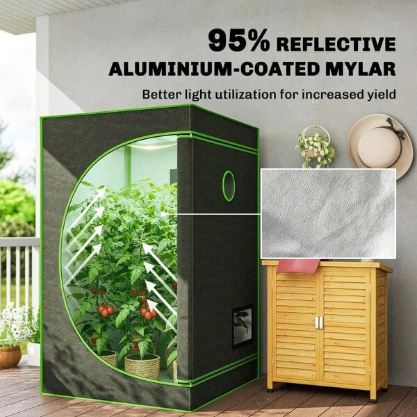 Bobobiy Grow Tent 120 x 200 cm, Reflective Mylar Hydroponic Growing Tent with 600D Oxford Fabric, Black, 120 x 120 x 200 cm