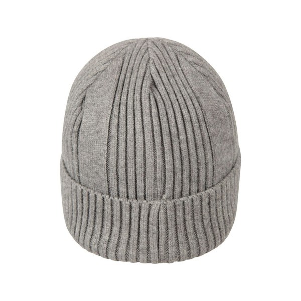 Mountain Warehouse Mens Ribbed Faux Fur Lined Beanie - Grey