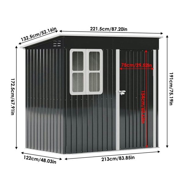 7X4FT/8.5X5.5FT Outdoor Metal Garden Storage Shed Living and Home 