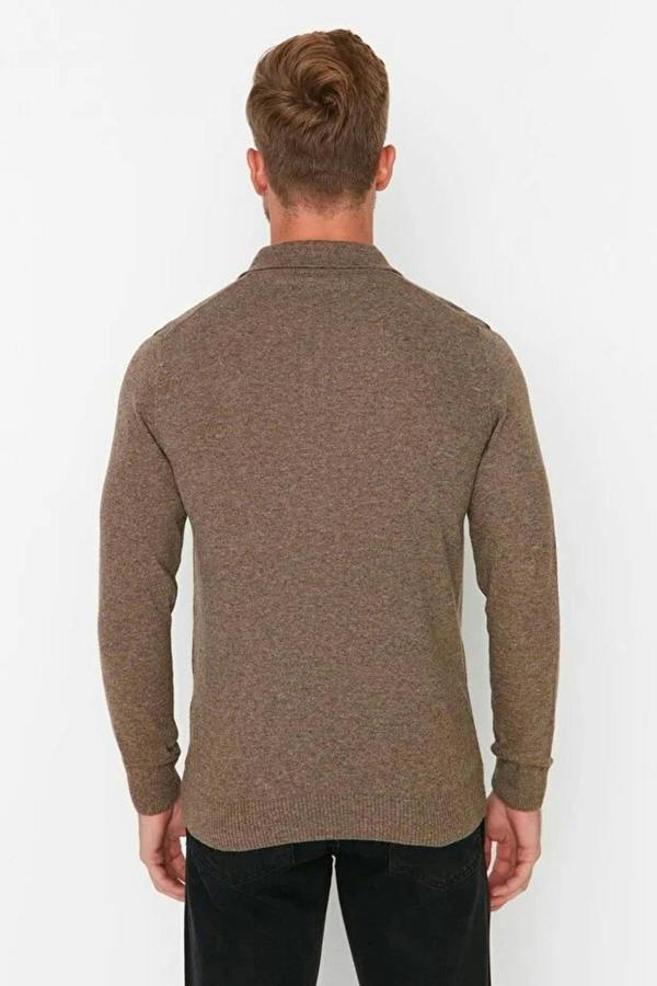 WOVCOR Polo Neck Buttoned Smart Knit Men's Sweater