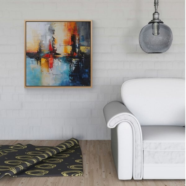 Warren Reed Reflective Splendour: City In Abstract Framed Canvas