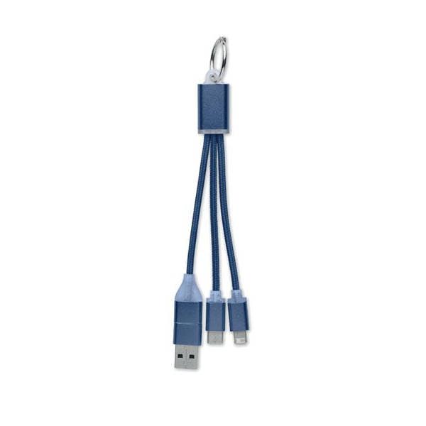 MidOcean 4 in 1 Keyring Charging Cable - French Navy - 