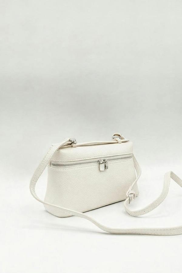 SVNX Faux Leather Crossbody Satchel In Off White