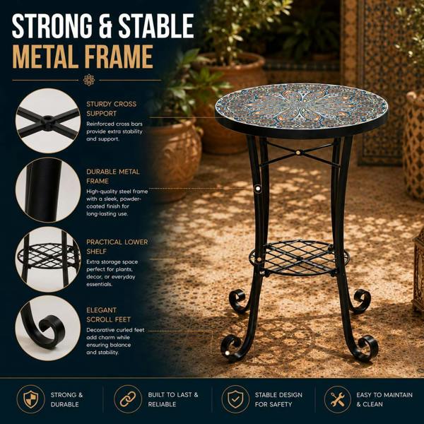 35cm Cairo Mosaic Plant Stand/Side Table image 6