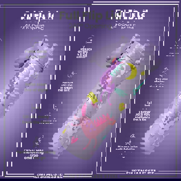 ION8 Leak Proof Slim Water Bottle, Stainless Steel, Purple Unicorns, 600ml (20oz)