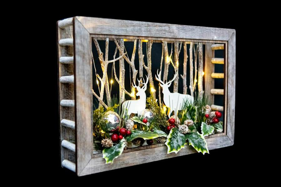 Wooden LED Reindeer Scene Table Top Christmas Decoration – Size Options Available image 9