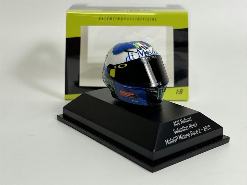 Minichamps Valentino Rossi AGV Helmet MotoGP Misano Race 2 2020 1:8 Scale Minichamps 399200086