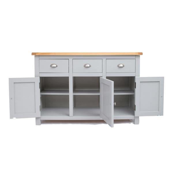 Cabinet Bits Argenta Light Grey 3 Drawer 3 Door Sideboard Chrome Cup Handle