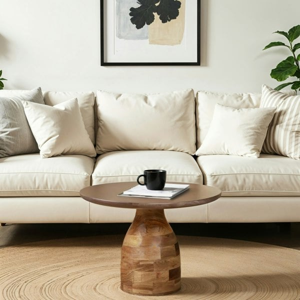 IH Design Jaipur Acacia Wood Round Low Coffee Table