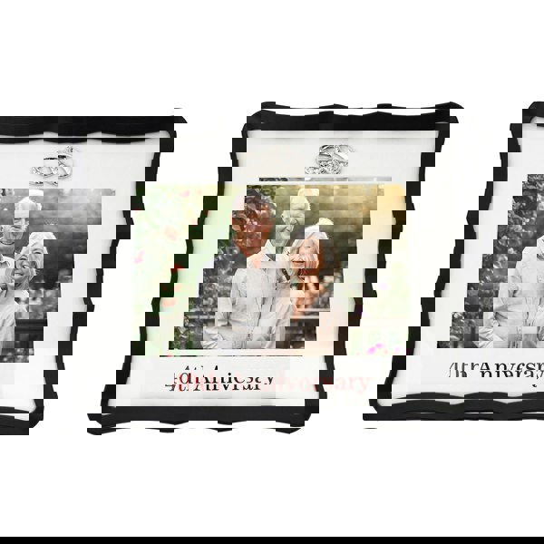40th Anniversary Landscape 4x6 Frame with Red Text and Silver Rings Image 1