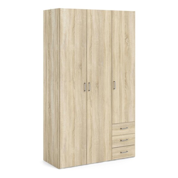 Wyld Haus Berlin Natural Oak Wardrobe 3 Doors 3 Drawers 2 Shelves
