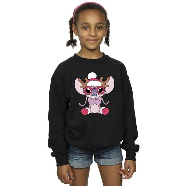 Disney Girls Lilo & Stitch Angel Reindeer Sweatshirt - Black