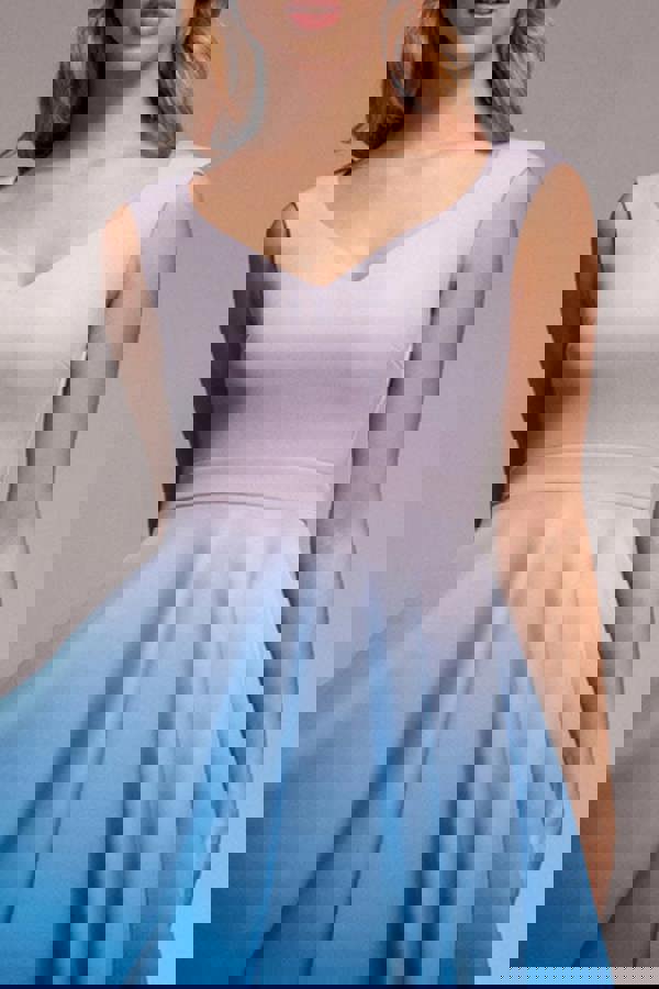 Ombre Scuba Foam Bardot A-Line Midi Dress - Light Blue DR4283QZ