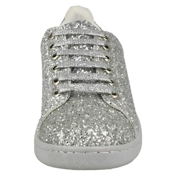 Spot On Ladies Spot On Glittery Lace Up Trainers