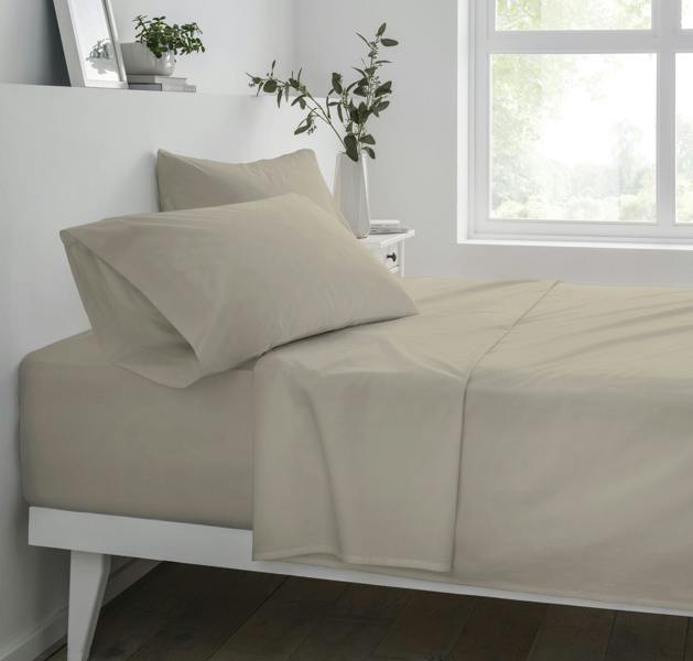 Smart Living Polycotton Housewife Pillowcases Pair 180 Thread Count - Taupe