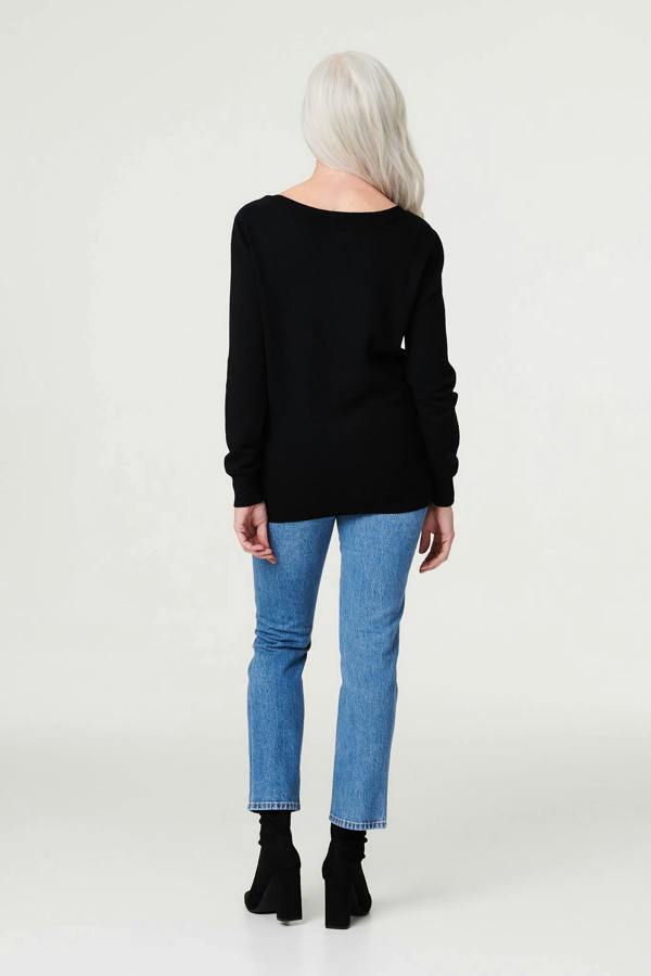 Black | Embellished Relaxed Knit Jumper