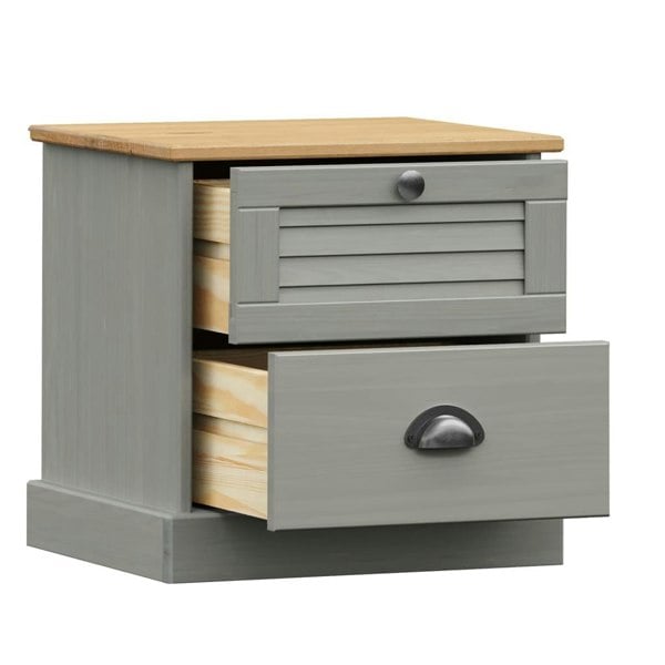 Berkfield Bedside Cabinet VIGO Grey 42x35x40 cm Solid Wood Pine