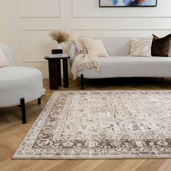 The Rugs Montana Bordered Beige Rug | 4070