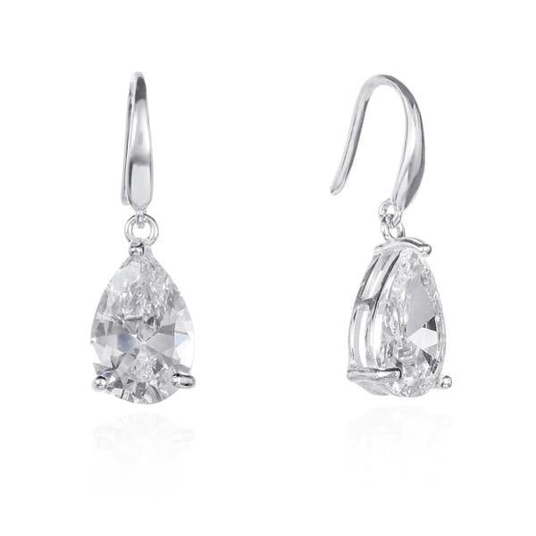namana 925 Sterling Silver Pear Drop Earrings with Clear Stones