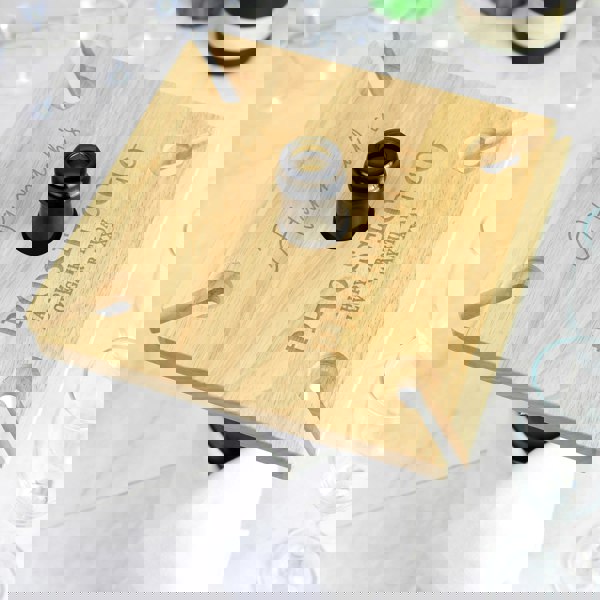 Personalised Memento Company Personalised Free Text Four Wine Glass Holder & Bottle Holder